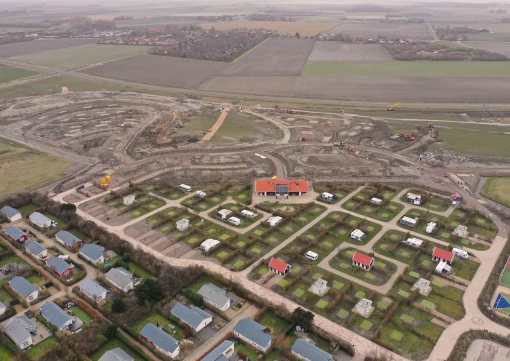 luchtfoto Strandpark De Zeeuwse Kust met uitbreiding in 2024.