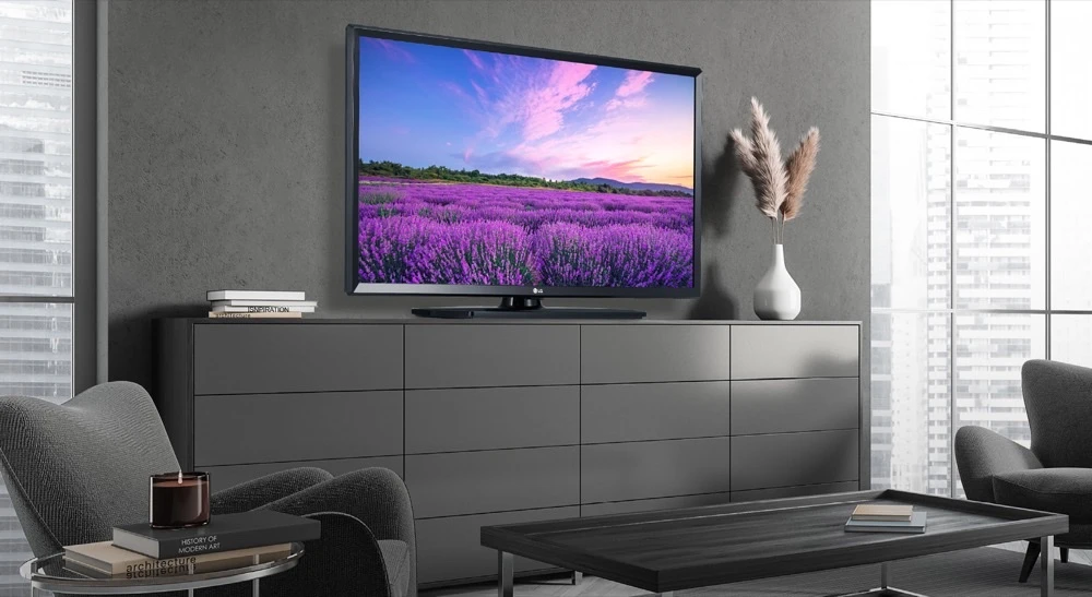 groot LG TV scherm in woonkamer.