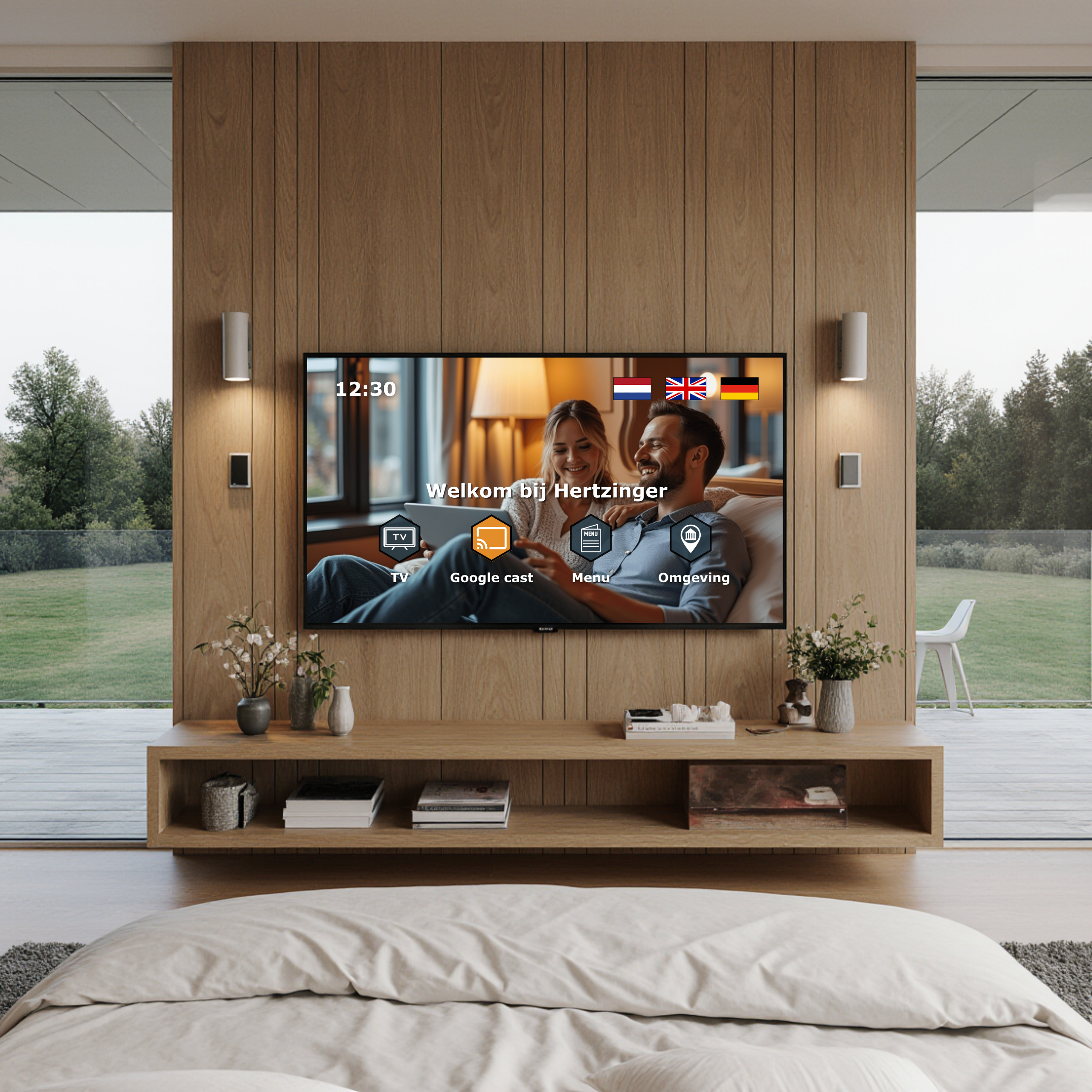 Large LG TV screen in living room.